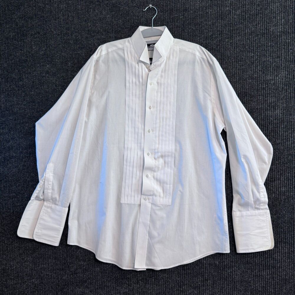 Stafford Formal Wear White Pleated Tuxedo Shirt 16.5 34/35